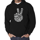 Black Large Peace Finger Notes - Men's Word Art Hooded Sweatshirt