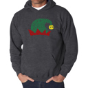 Gray XXXXL Christmas Elf Hat - Men's Word Art Hooded Sweatshirt