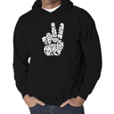 Black XXXL Peace Out - Men's Word Art Hooded Sweatshirt