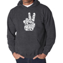 Gray XXXXL Peace Out - Men's Word Art Hooded Sweatshirt