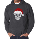 Gray XL Santa Skull - Men's Word Art Hooded Sweatshirt