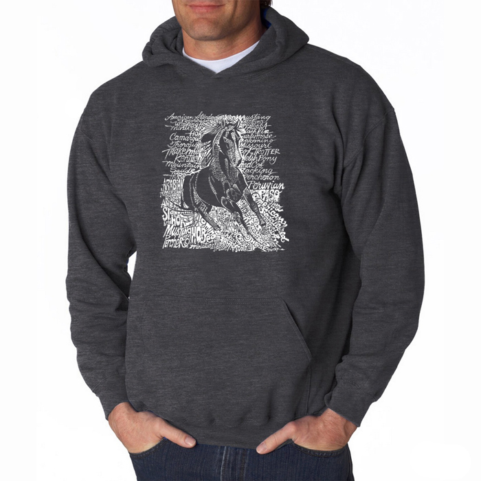 POPULAR HORSE BREEDS - Men's Word Art Hooded Sweatshirt