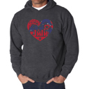 Gray XL July 4th Heart - Men's Word Art Hooded Sweatshirt