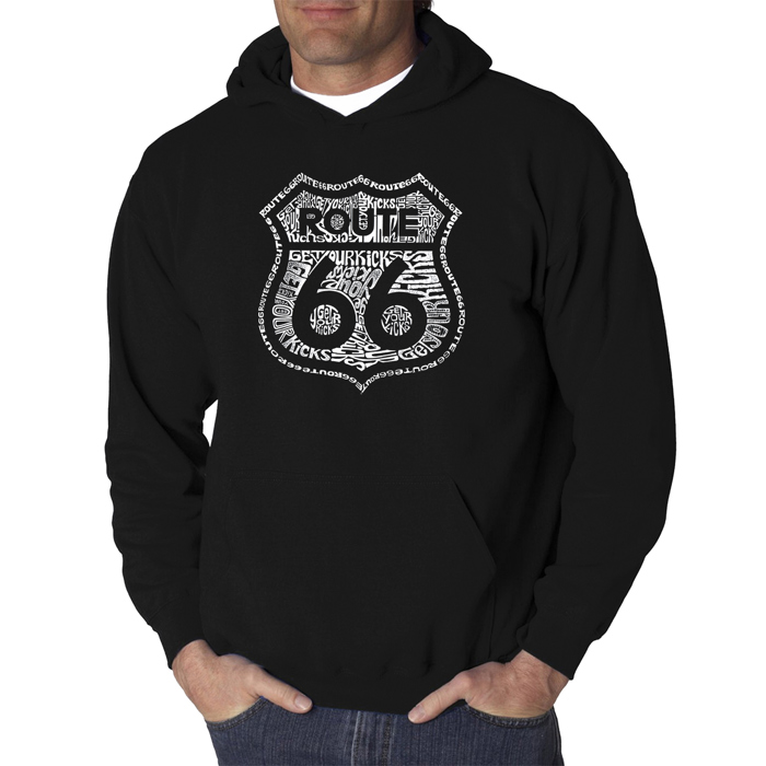 Get Your Kicks on Route 66 - Men's Word Art Hooded Sweatshirt