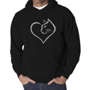 Black XXXXL Cat Heart - Men's Word Art Hooded Sweatshirt