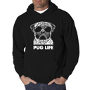 Black XXXXL Pug Life - Men's Word Art Hooded Sweatshirt