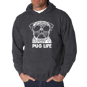 Gray Medium Pug Life - Men's Word Art Hooded Sweatshirt