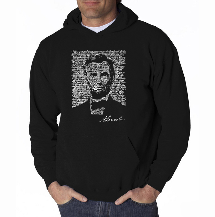 Abraham Lincoln - Gettysburg Address - Mens Word Art Hooded Sweatshirt