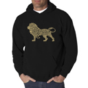 Black XXL Lion - Men's Word Art Hooded Sweatshirt