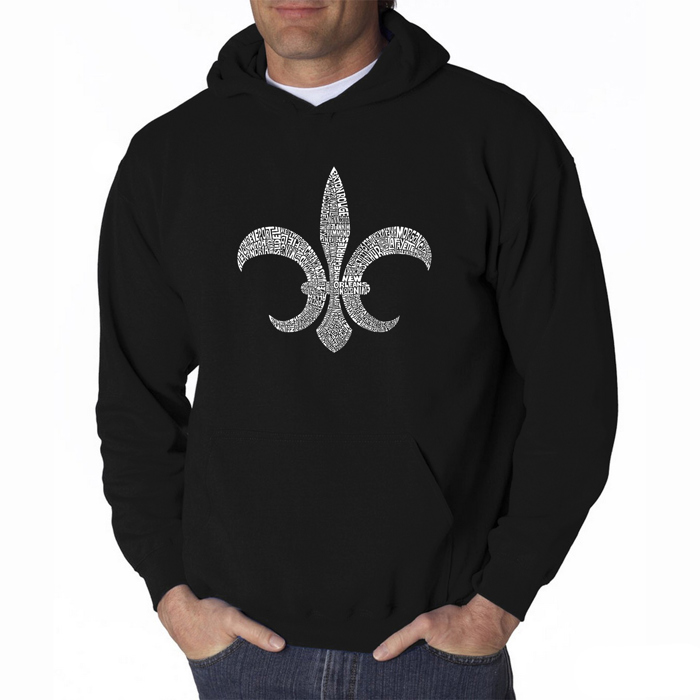 Fleur De Lis - Popular Louisiana Cities - Mens Word Art Hooded Sweatshirt