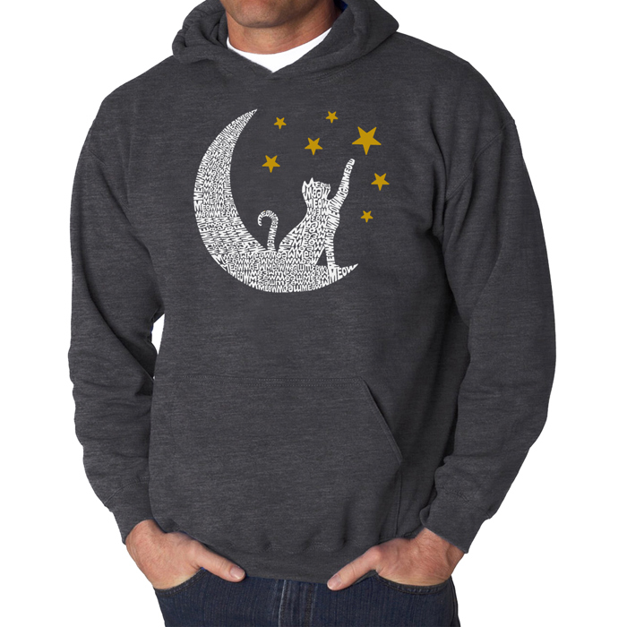 Cat Moon - Men's Word Art Hooded Sweatshirt