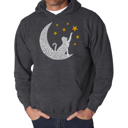 Gray Medium Cat Moon - Men's Word Art Hooded Sweatshirt