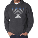 Gray Small Menorah - Men's Word Art Hooded Sweatshirt