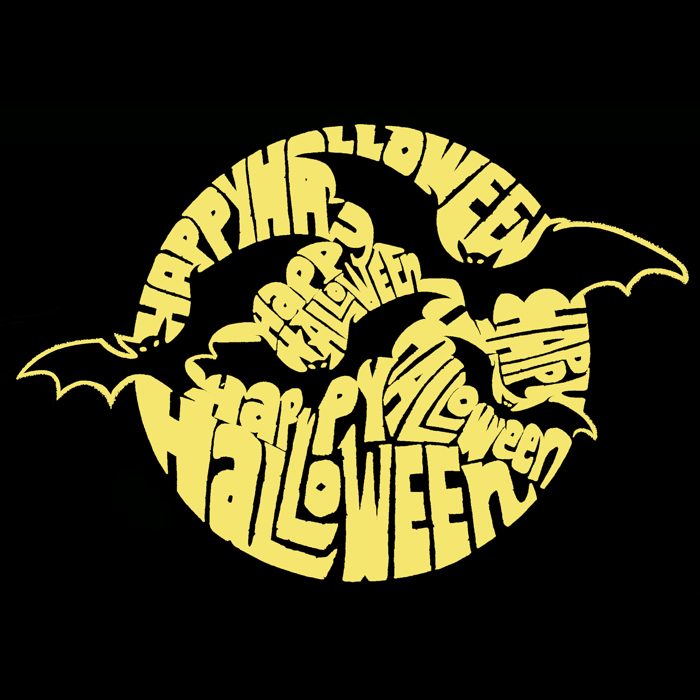 Men's Word Art Hooded Sweatshirt - Halloween Bats