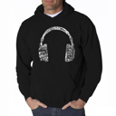 Black XXXL Headphones - Languages - Mens Word Art Hooded Sweatshirt