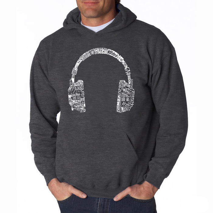 Headphones - Languages - Mens Word Art Hooded Sweatshirt