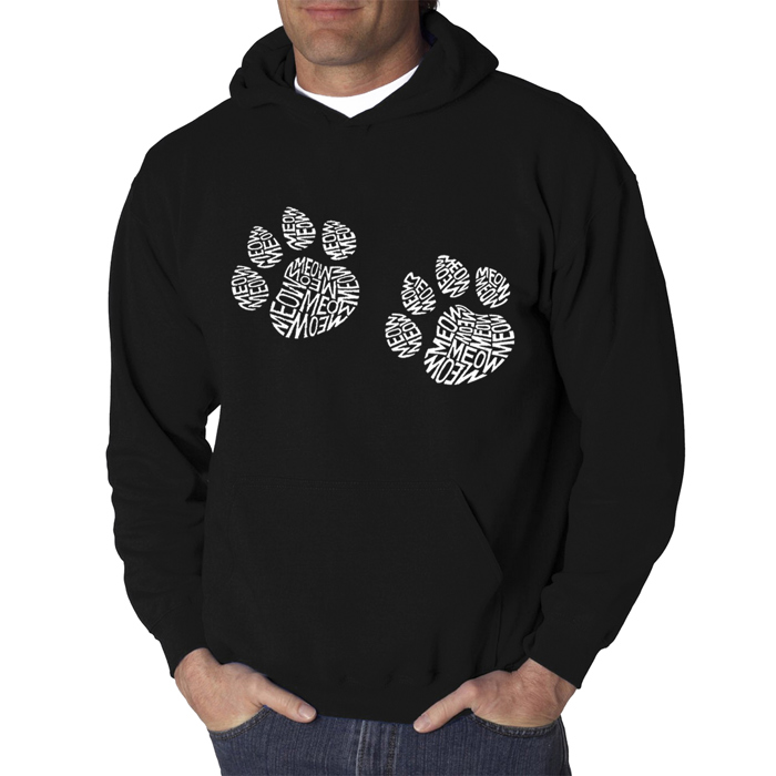 Meow Cat Prints - Men's Word Art Hooded Sweatshirt
