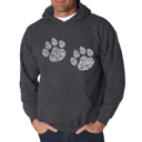 Gray XXXL Meow Cat Prints - Men's Word Art Hooded Sweatshirt
