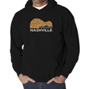 Black XXXXL Nashville Guitar - Men's Word Art Hooded Sweatshirt