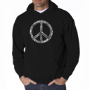 Black XXXXL THE WORD PEACE IN 77 LANGUAGES - Men's Word Art Hooded Sweatshirt