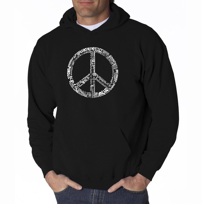 THE WORD PEACE IN 77 LANGUAGES - Men's Word Art Hooded Sweatshirt