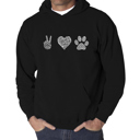 Black XXXL Peace Love Dogs - Men's Word Art Hooded Sweatshirt