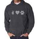 Gray XL Peace Love Dogs - Men's Word Art Hooded Sweatshirt
