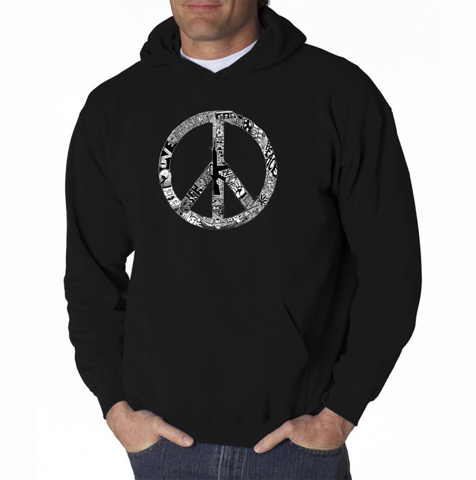 PEACE, LOVE, & MUSIC - Men's Word Art Hooded Sweatshirt