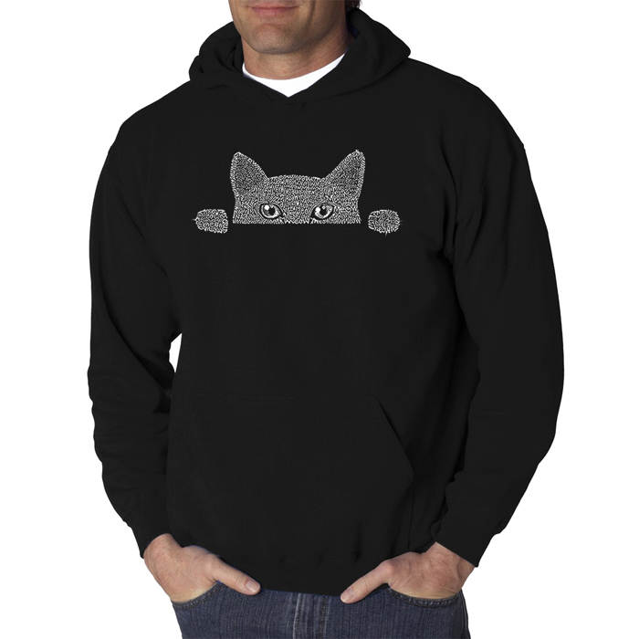 Peeking Cat - Men's Word Art Hooded Sweatshirt