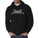 Black Small Peeking Cat - Men's Word Art Hooded Sweatshirt