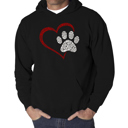 Black XXXL Paw Heart - Men's Word Art Hooded Sweatshirt