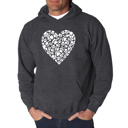 Gray XXL Paw Prints Heart - Men's Word Art Hooded Sweatshirt