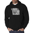 Black XXXXL Pug Face - Men's Word Art Hooded Sweatshirt