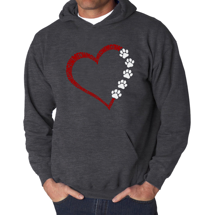 Meow Heart - Men's Word Art Hooded Sweatshirt