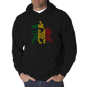 Black Large Rasta Lion - One Love - Men's Word Art Hooded Sweatshirt