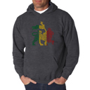 Gray Medium Rasta Lion - One Love - Men's Word Art Hooded Sweatshirt