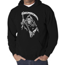 Black XL Men's Word Art Hooded Sweatshirt - Grim Reaper