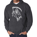 Gray XXXL Men's Word Art Hooded Sweatshirt - Grim Reaper