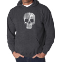 Gray Large Rock n Roll Skull - Men's Word Art Hooded Sweatshirt