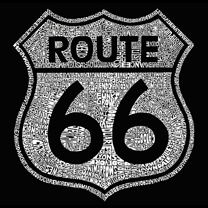 Cities Along The Legendary Route 66 - Mens Word Art Hooded Sweatshirt