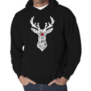 Black XXL Men's Word Art Hooded Sweatshirt - Santa's Reindeer