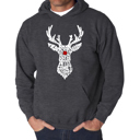 Gray XXXL Men's Word Art Hooded Sweatshirt - Santa's Reindeer
