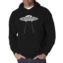 Black XXXL Flying Saucer UFO - Men's Word Art Hooded Sweatshirt