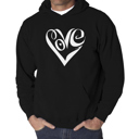 Black XXL Script Love Heart - Men's Word Art Hooded Sweatshirt