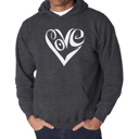 Gray Large Script Love Heart - Men's Word Art Hooded Sweatshirt