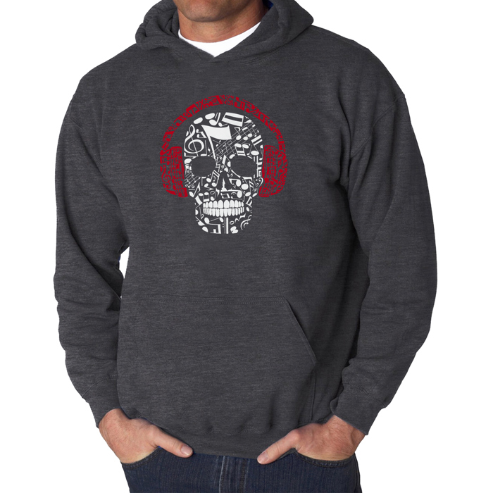 Music Notes Skull - Men's Word Art Hooded Sweatshirt