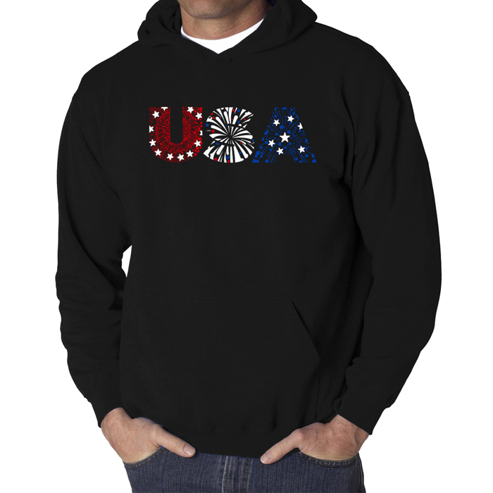 Usa Fireworks - Men's Word Art Hooded Sweatshirt
