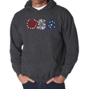 Gray XL Usa Fireworks - Men's Word Art Hooded Sweatshirt
