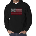 Black Medium 50 States USA Flag - Men's Word Art Hooded Sweatshirt
