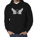 Black XXXL Cat Tail Hearts - Men's Word Art Hooded Sweatshirt